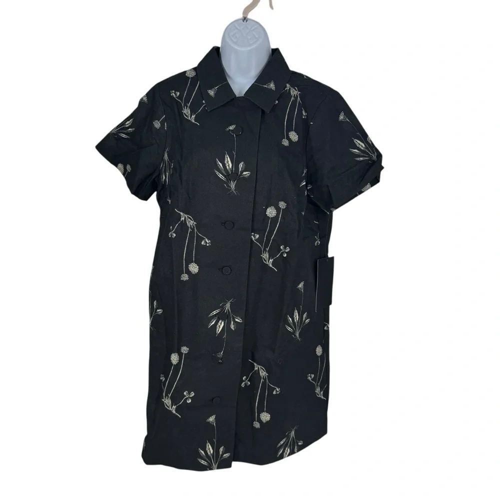 Tuckernuck NEW Black Meadow Rue Marley Collared Cotton Mini Dress Size XL - Picture 4 of 11